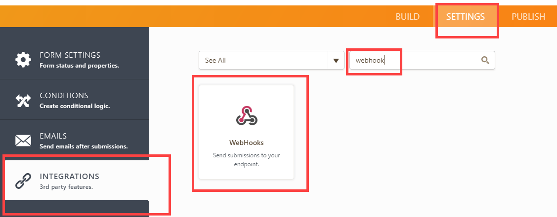 Jotform webhook integration